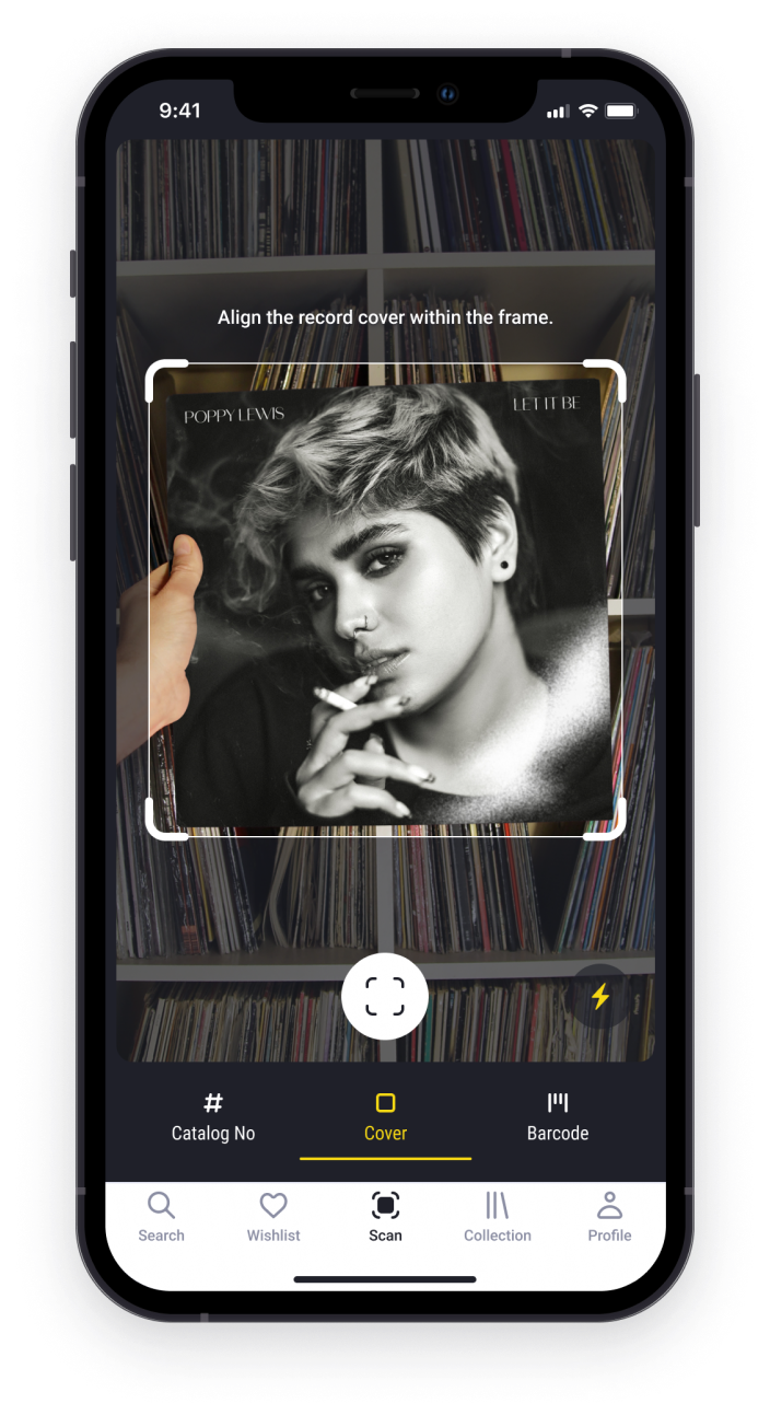 Unique cover scanner feature in Record Scanner which detects records from the photo of the cover.
