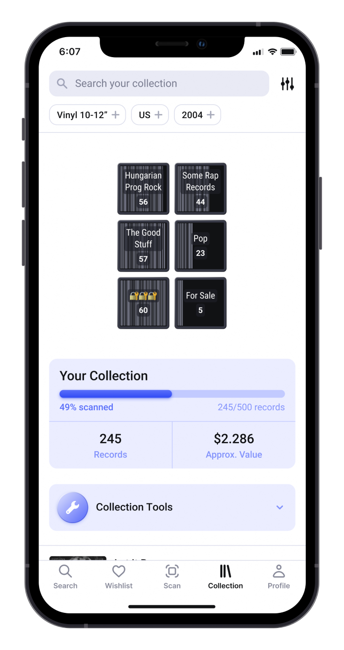 Music cabinet built in Record Scanner app - screenshot